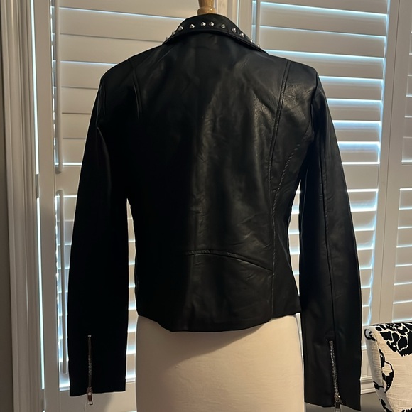 NWT black faux leather fall jacket size M - Picture 3 of 7